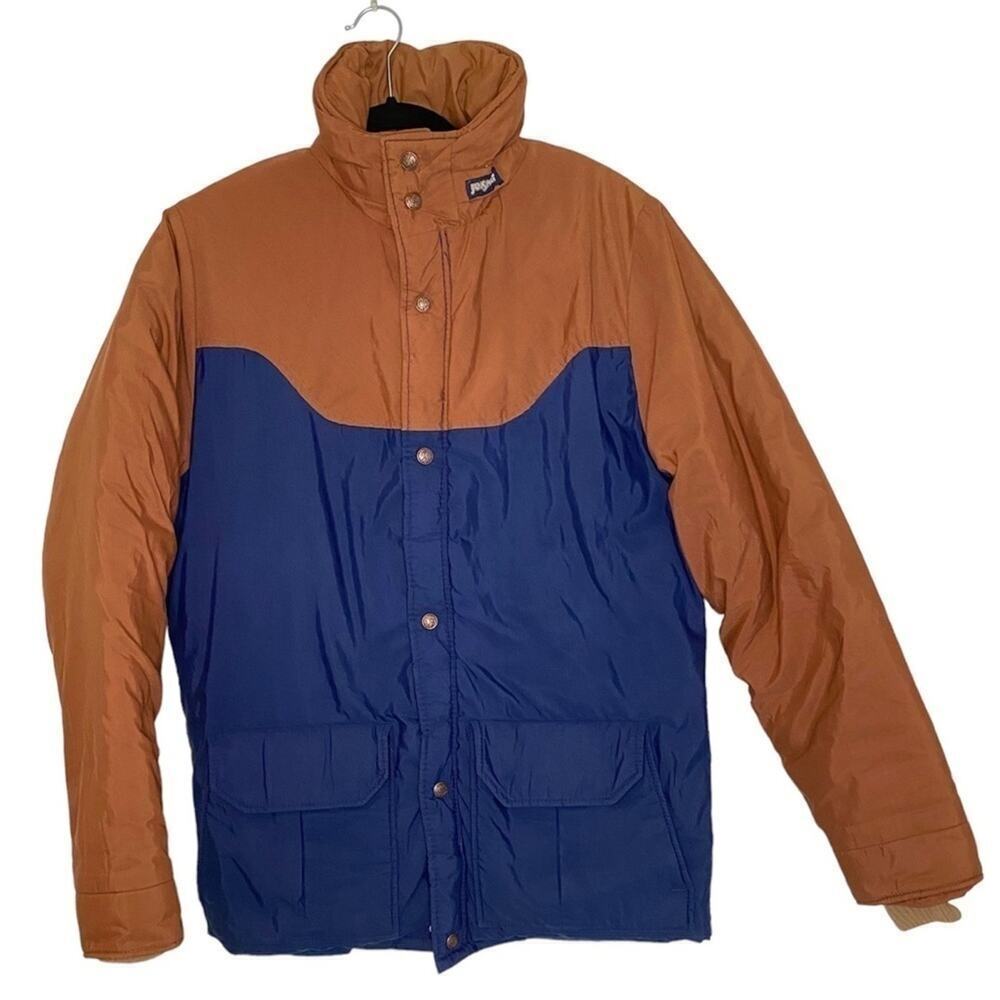 Vintage Jansport Orange Blue Goose Down Puffer Jacket Coat Size Medium 1990s
